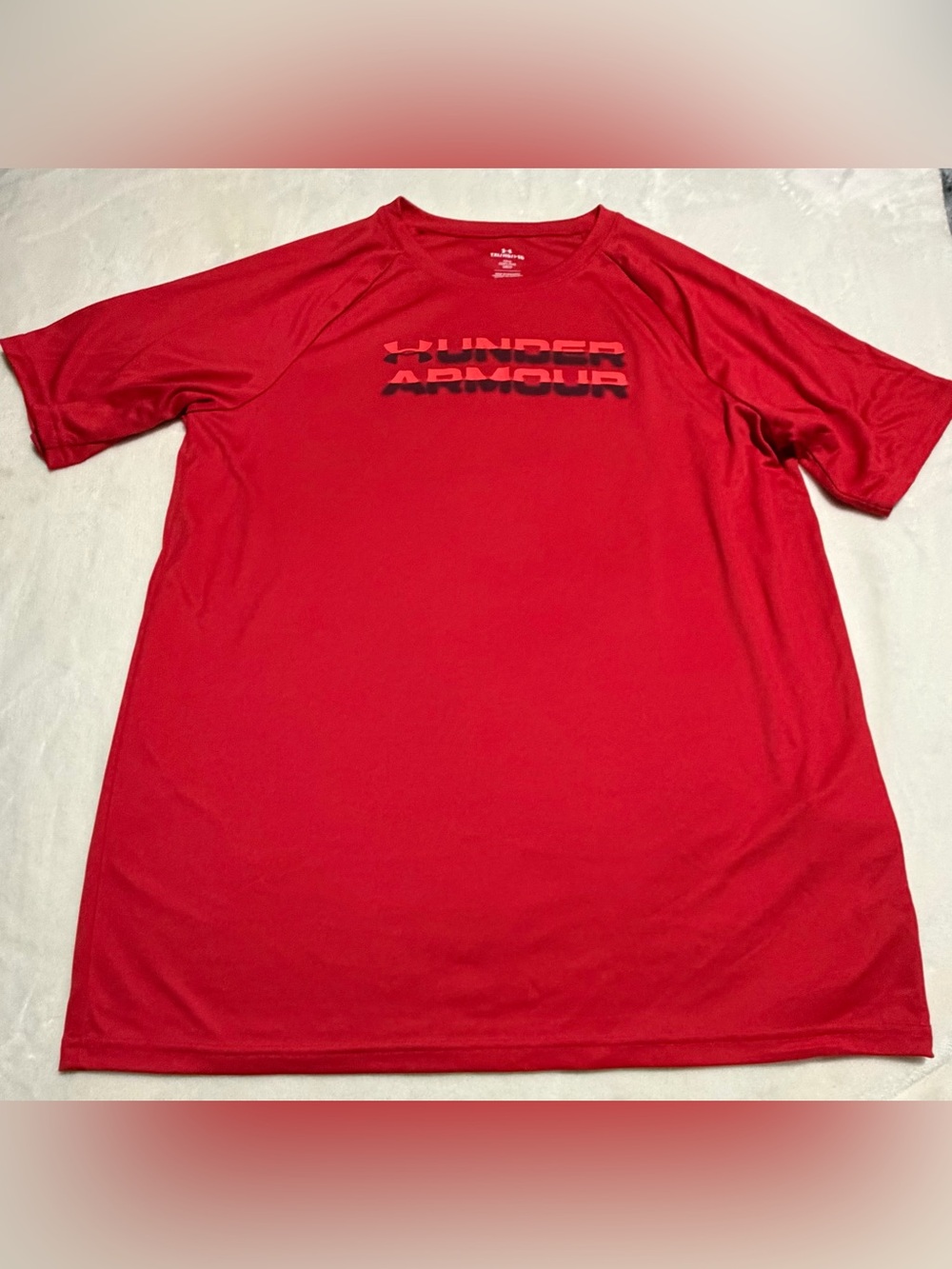 Under Armour Red Short-Sleeve Tee with Black Chest Logo